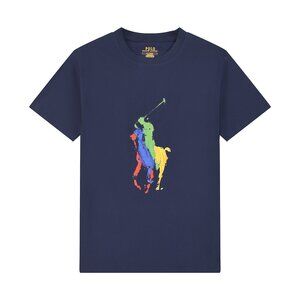 Ralph Lauren Colorful Pony Print Dark Blue Short Sleeves